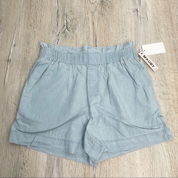 Mauby Paperbag Waist Light Blue Shorts - Picture 10 of 10